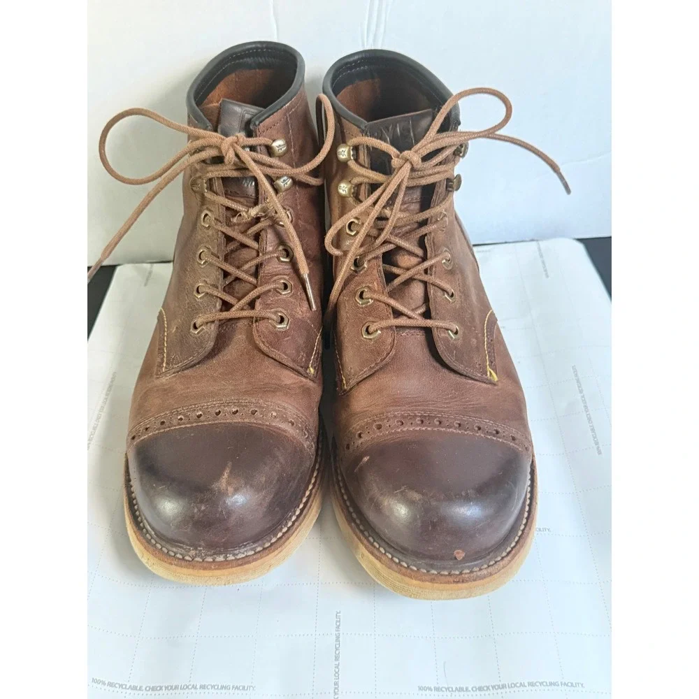 Frye Mens Dakota Cap Toe Sunrise Antique Leather Lace Boots Size 11.5 Heritage